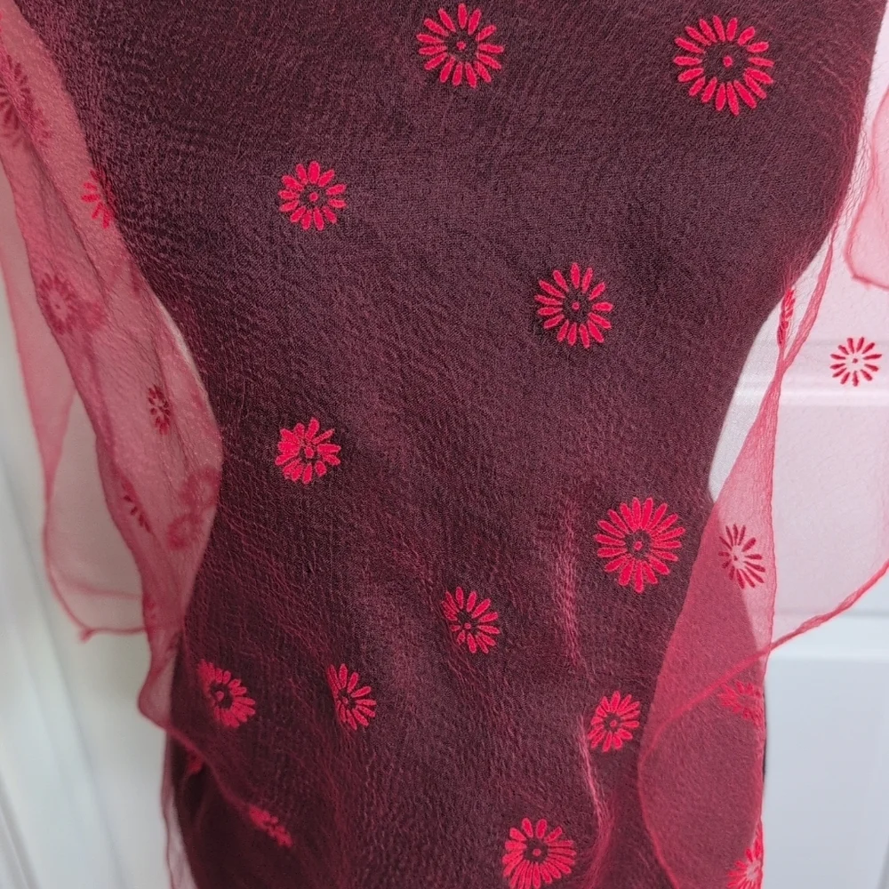 VINTAGE Scarves Lot of 4 Silk Nylon Rayon Hand Rolled Misc Prints